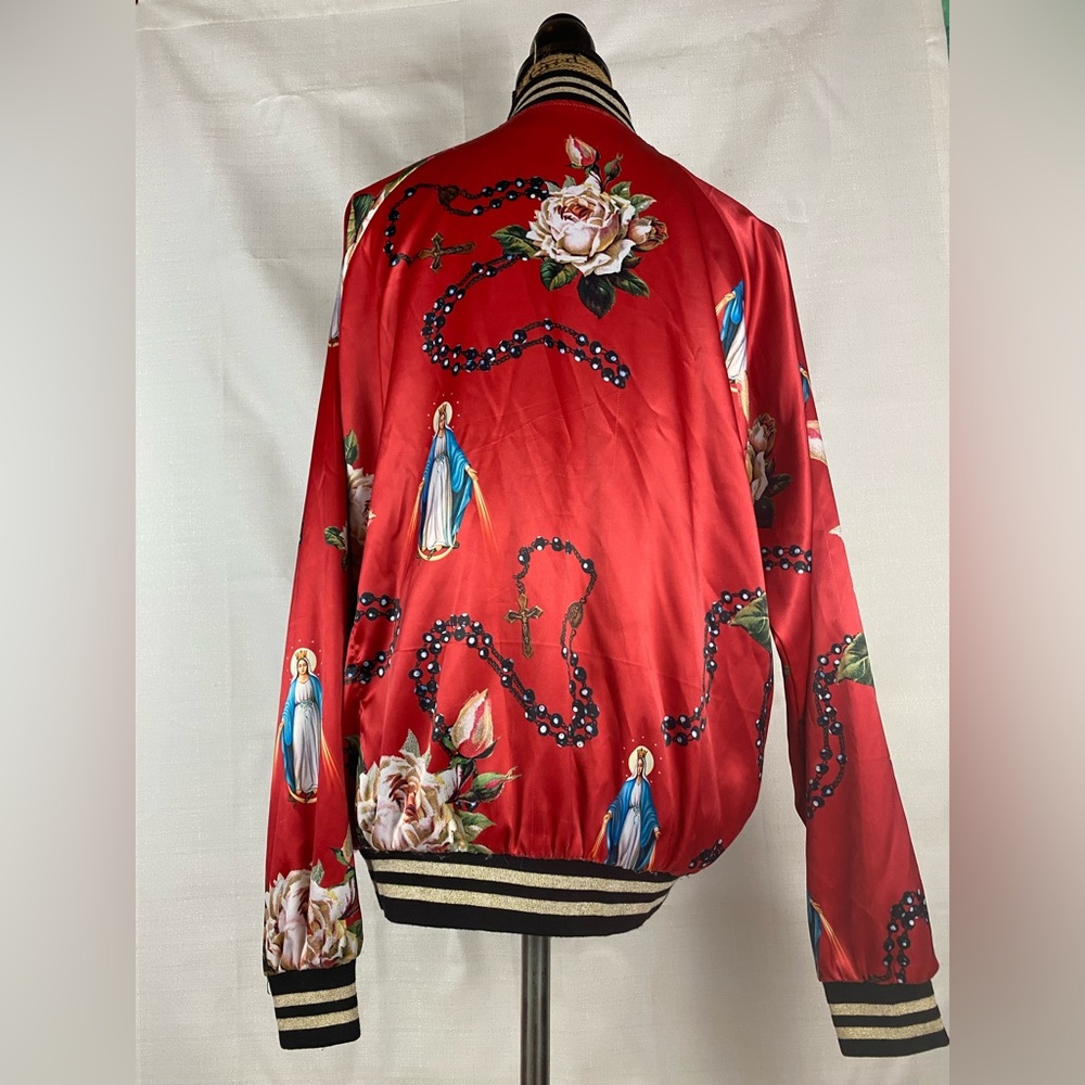 Civil Regime limited edition red satin Virgin Mary rosary satin bomber jacket - Picture 9 of 16